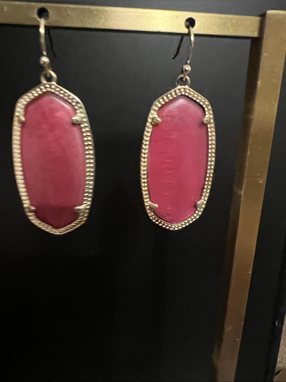 Kendra Scott Hot Pink Stone Gold-Trim Drop Earrings